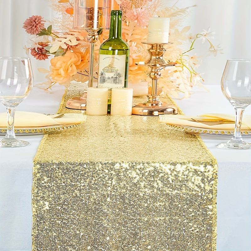 Golden Sequin Table Cover Christmas Party Wedding Decoration