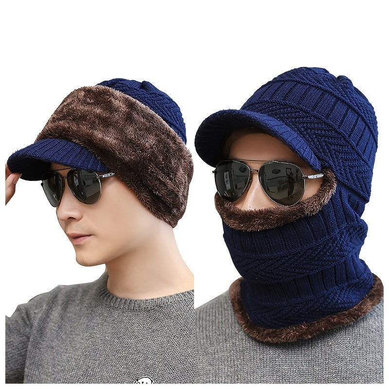 Men's Winter Fleece Beanie Scarf Set
