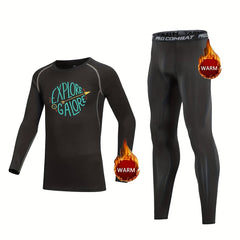 2pcs Kids Fleece Compression Base Set - EXPLORE Print