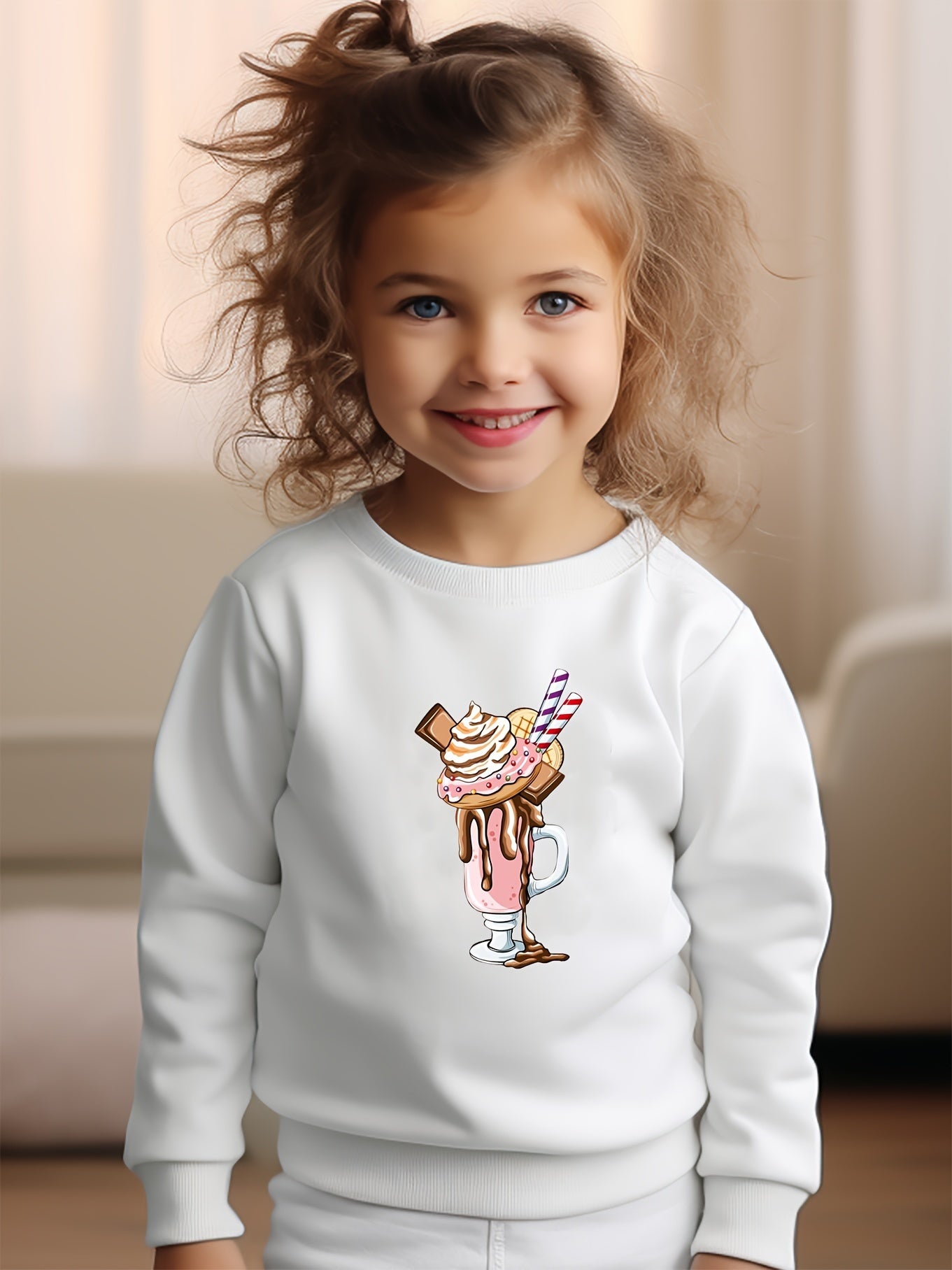 Sweet Ice Cream Coffee Crew Neck Sweatshirt Spring Fall Girls