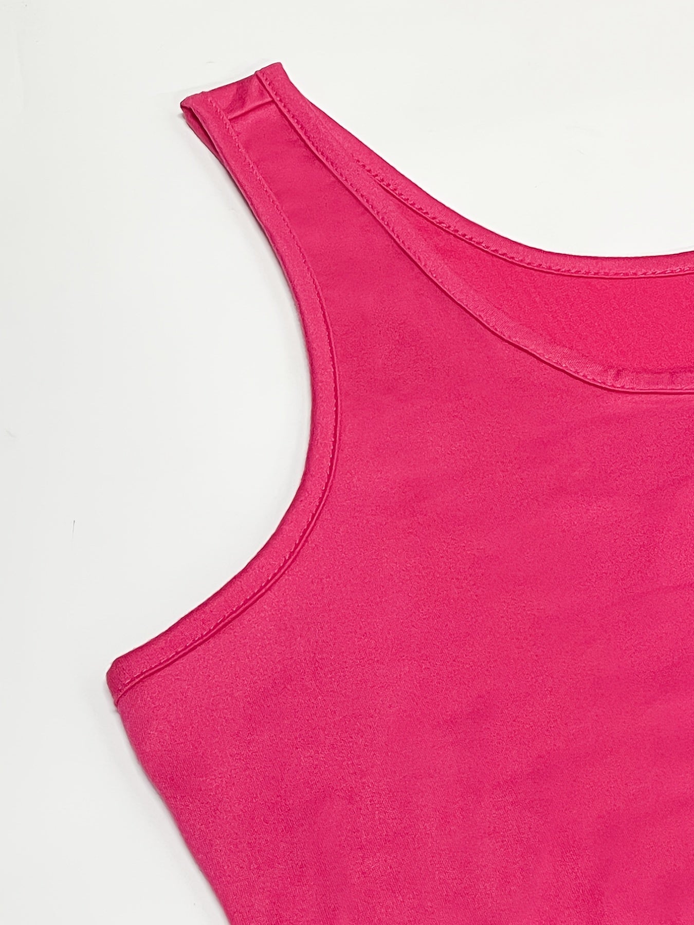  Solid Square Neck Stretch Tank Top