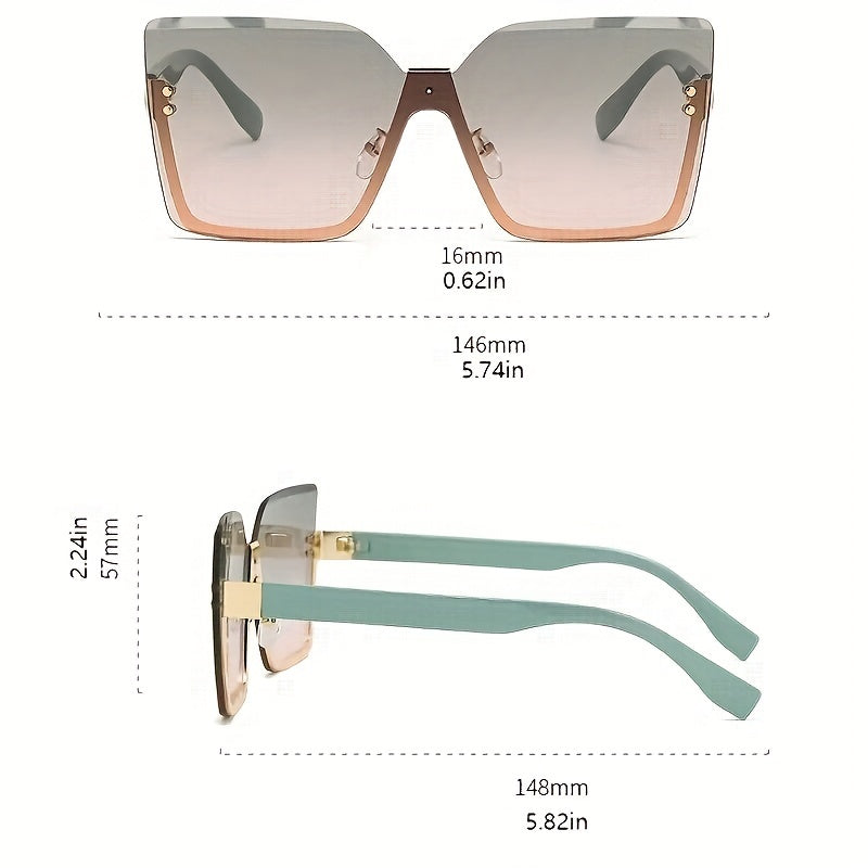 Oversized Rimless Sunglasses Gradient Glasses UV400