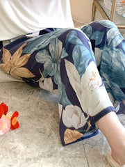  Floral Print Wide Leg Pants