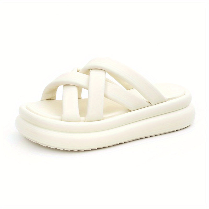 Women's Cross Strap Platform Slides Sandals Open Toe Thick Bottom