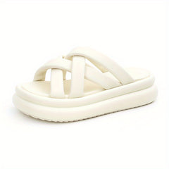 Women's Cross Strap Platform Slides Sandals Open Toe Thick Bottom