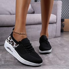 Leopard Print Chunky Sneakers Lightweight Slip-on Casual Shoes