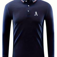 Men's Long Sleeve Polo Shirt Casual Custom Fit Golf Tennis Clothing