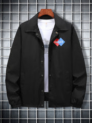 Men's Casual Alphabet Print Lapel Button Down Jacket