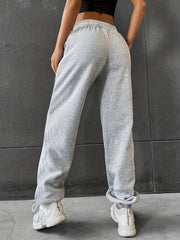  Sports Pants Women's Plus Letter Print Tie Waist Fitness Joggers