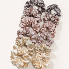 12pcs Mixed Satin Hair Tie Elastic Scrunchie Hair Rope Accessory