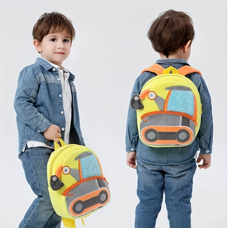 Excavator Dump Truck Style Plush Backpack for Kids
