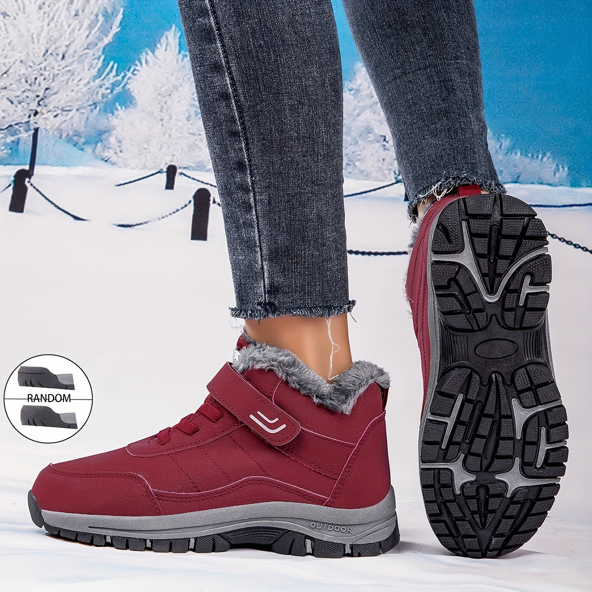 Women's Thermal Snow Boots Slip On Wear Resistance Warm Winter Boots
