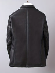 PU Blazer Jacket: Men's Casual Button Up Leather Jacket