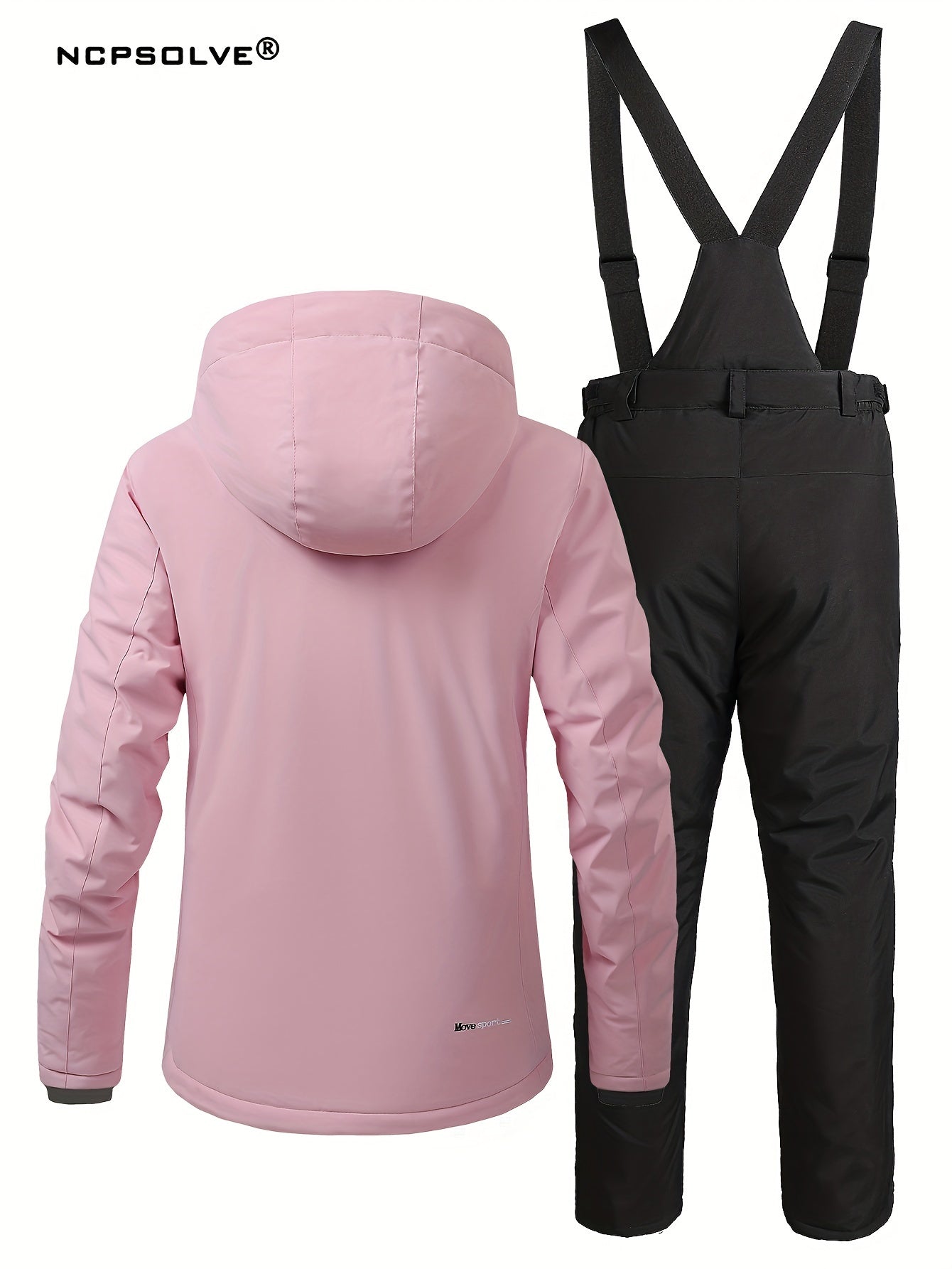 Snowflake Print Ski Set Long Sleeve Hooded Jacket & Suspender Trouser