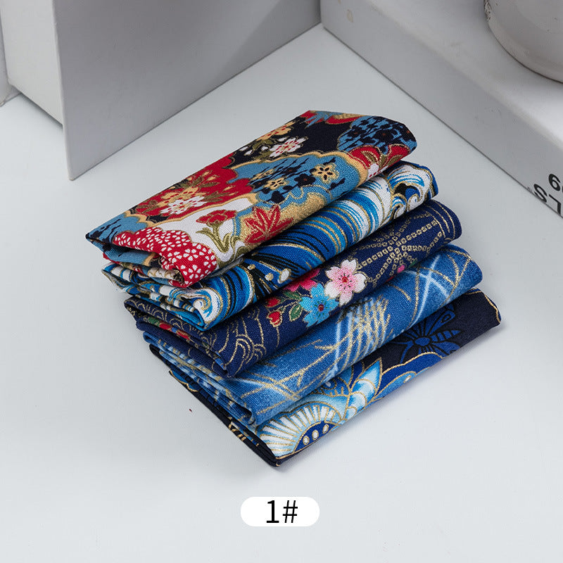 5pc Bronzing Cotton Patchwork Cloth Japanese Floral DIY Decoration