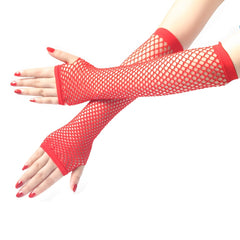 3 Pairs Fishnet Gloves Half Finger Medium Long for Cocktail & Stage Performances