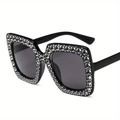 Oversized Square Sunglasses Rhinestone Gradient UV400