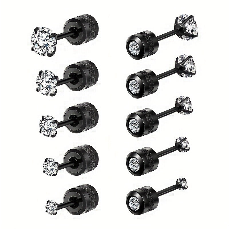Rainbow Zircon Titanium Steel Stud Earrings Hypoallergenic Spiral Stud Earrings