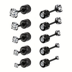 Rainbow Zircon Titanium Steel Stud Earrings Hypoallergenic Spiral Stud Earrings