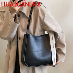 2Pc Pu Leather Women's Handbags Casual Bucket Women Shoulder Totes