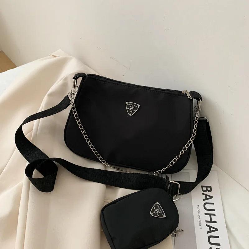 Nylon Chians Shoulder Bag Women Crossbody Messenger Handbag