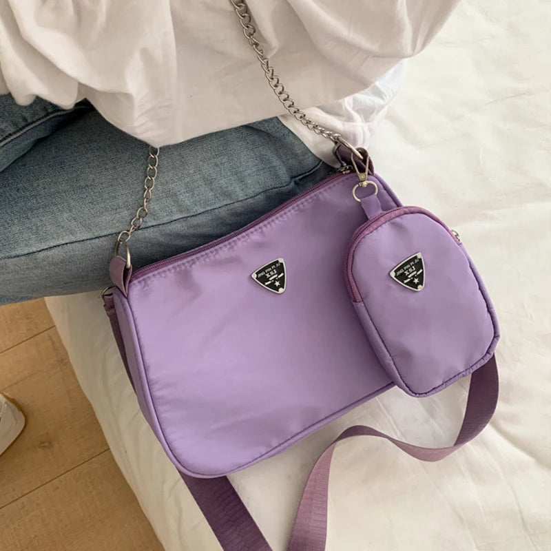 Nylon Chians Shoulder Bag Women Crossbody Messenger Handbag