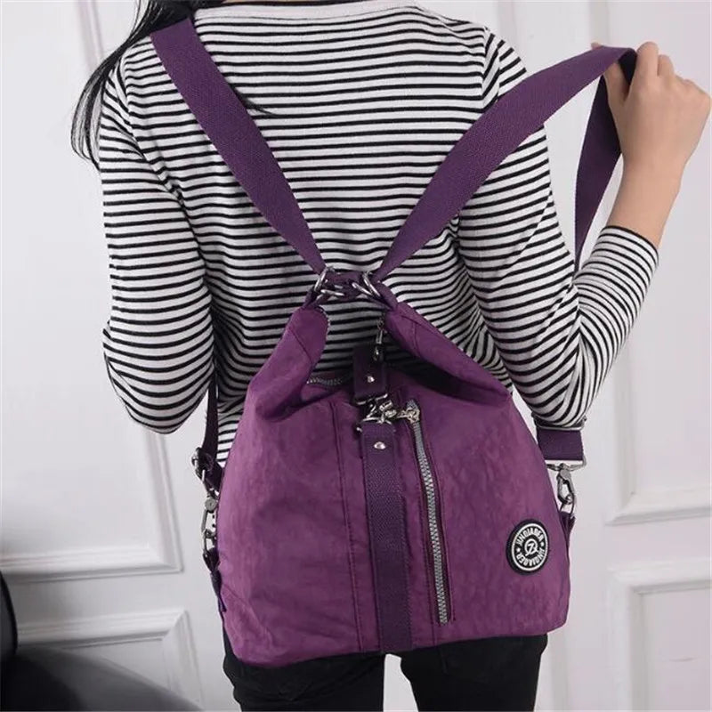 3 In 1 Women Bags Multifunction Backpack Shoulder Bag Nylon Cloth