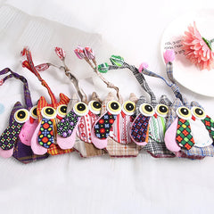 3 Pcs Owl Vintage Mini Key Case Wallet Fabric Women Key Wallets Holder