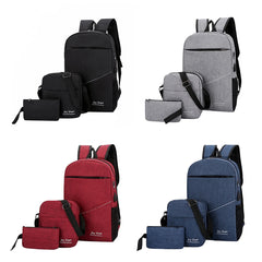 3 Piece Set Men Backpack School Bag Nylon Waterproof Bookbags