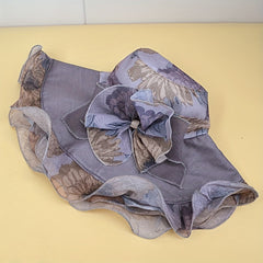 Vintage Flower Print Sun Hat Wide Brim Sunscreen Bucket Hat Lightweight Beach