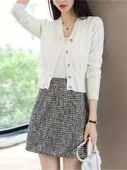 V-neck Button Front Cardigan for Women