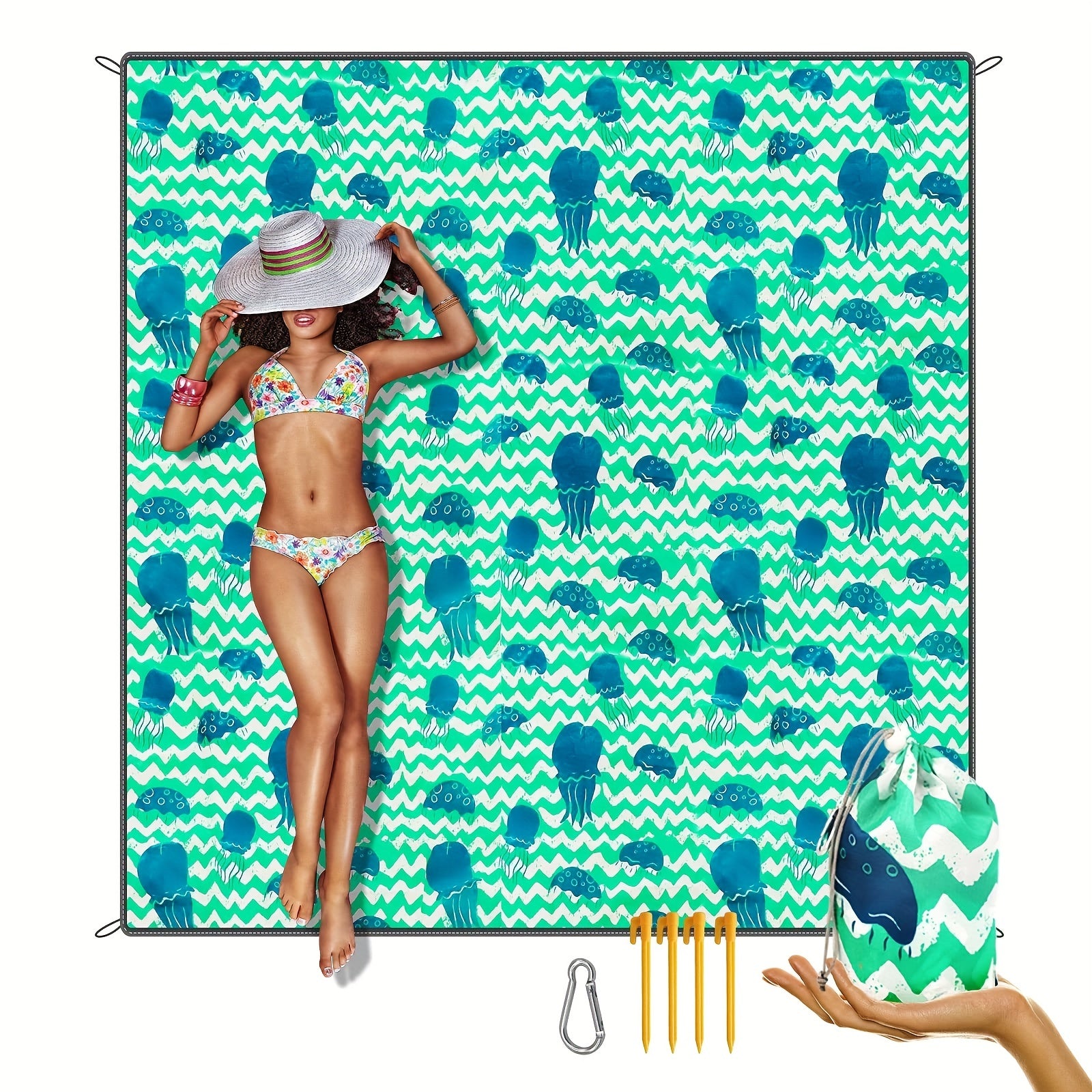 Sandproof Waterproof Pocket Blanket Lightweight Beach Mat