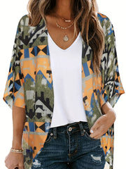  Floral Print Bat Sleeve Cover Up