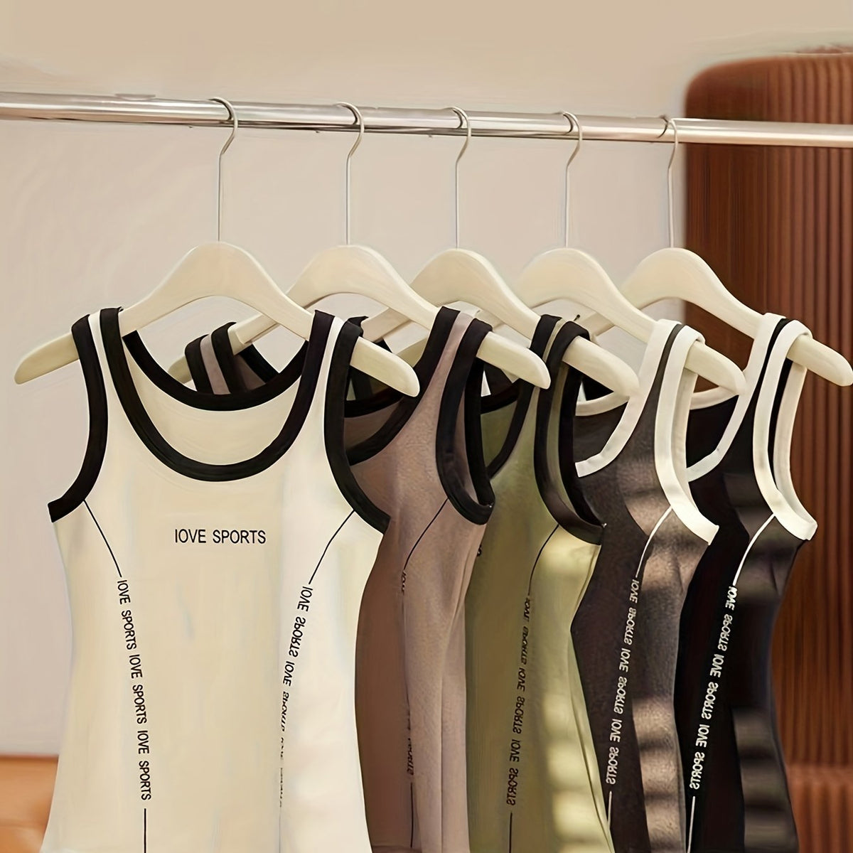 5pcs Letter Print Tank Tops Sleeveless Crew Neck Top Women's Lingerie