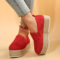 Women's Espadrille Platform Loafers Soft Sole Slip On Shoes