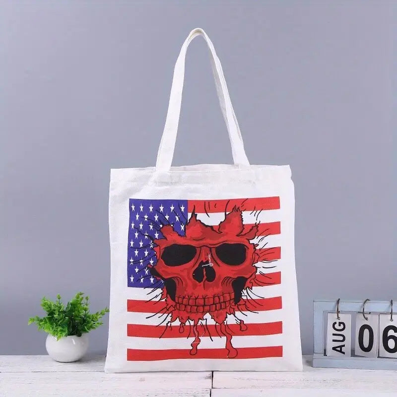 Flag Pattern Canvas Shoulder Bag