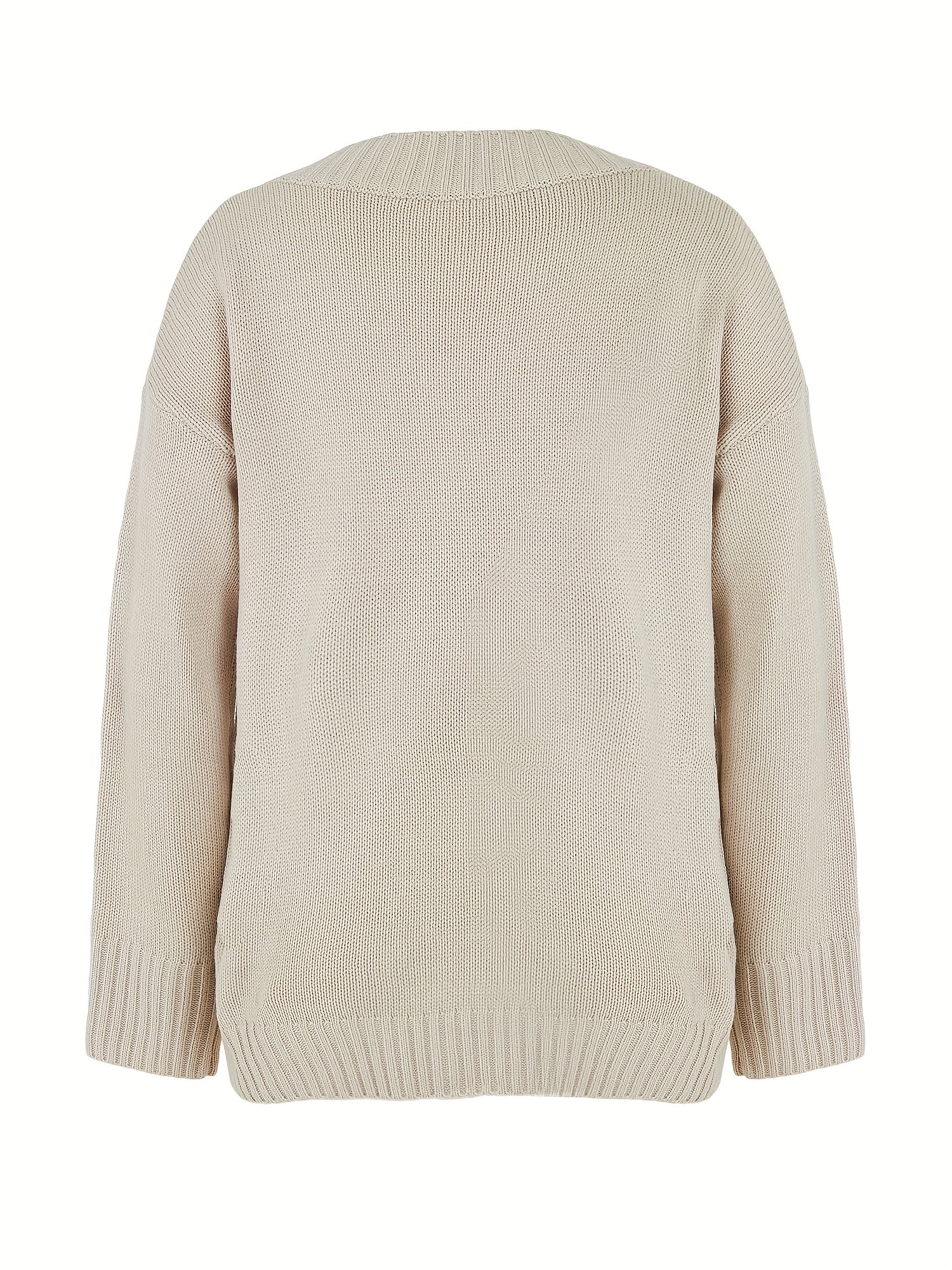 Casual V Neck Long Sleeve Sweater Women's Clothing