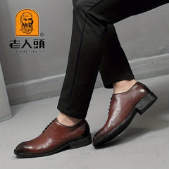 Men's Leather Lace Up Brogue Style Dress Shoes