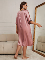  Nightdress Women's Plus Half Sleeve V Neck Slight Stretch Sleep Dress