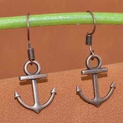Retro Silvery Anchor Earrings & Fashionable Jewelry for Women