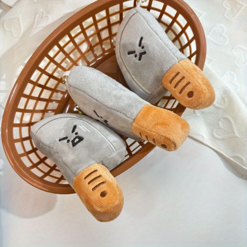 2pcs Kitchen Plush Pendant Angry Expression Funny Mini Backpack Keychain Gift