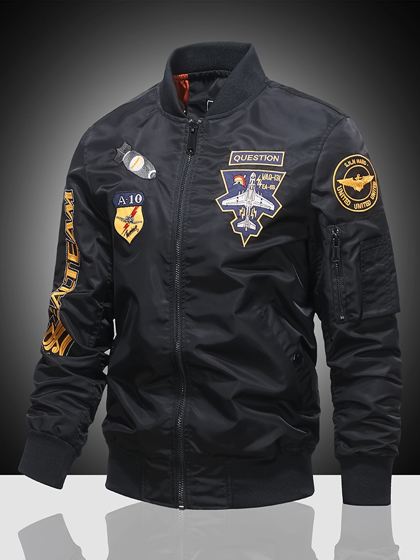 Embroidered Men's Slim Fit Sports Jacket Windproof Motorcycle Jacket