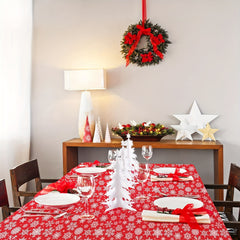 Christmas Snowflake Tablecloth Red Winter Tablecloth Colored Rectangular