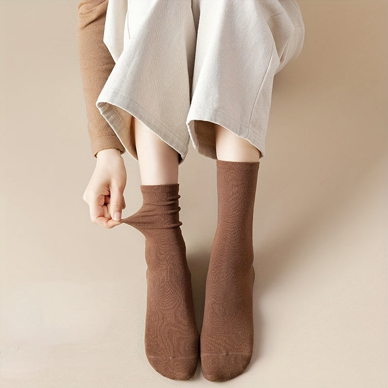 3 Pairs Solid Socks Comfy & Breathable Women's Stockings