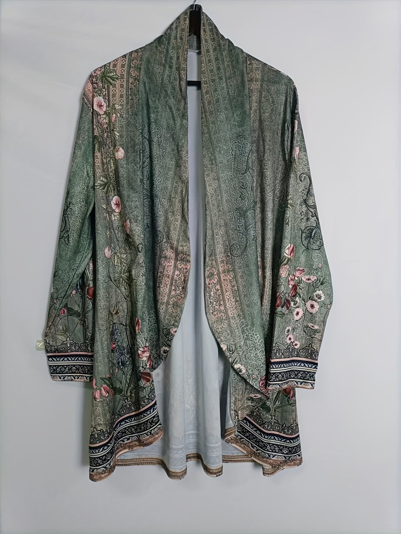  Floral Print Open Front Cardigan