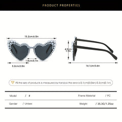 Heart Sunglasses Faux Pearl Party Decorative Sun Shades UV400