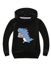 Girls Dino Graphic Hooded Pullover for Spring Fall