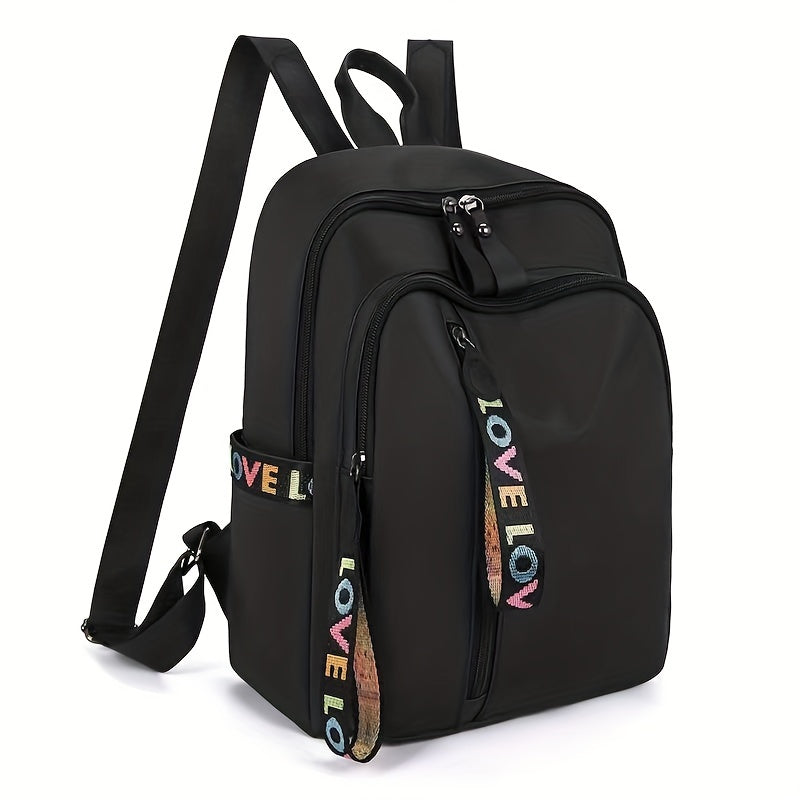 Nylon Backpack Letter Graphic School Bag Women