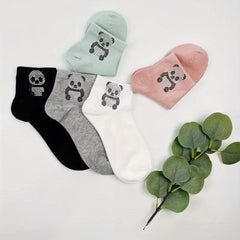 Panda Rhinestone Socks Comfy Crew Short Socks Women's Stockings