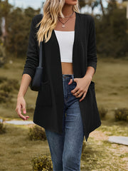  Solid Cable Long Sleeve Cardigan with Pockets